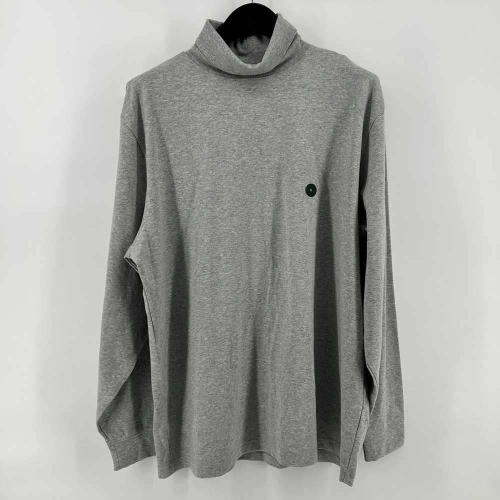 LL Bean Interlock Turtleneck Mens XL Gray Heather Cotton Traditional Fit NWT